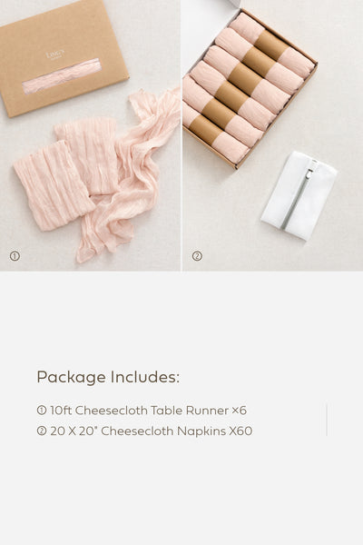 Cheesecloth Napkins & Table Runner Set in Blush & Cream