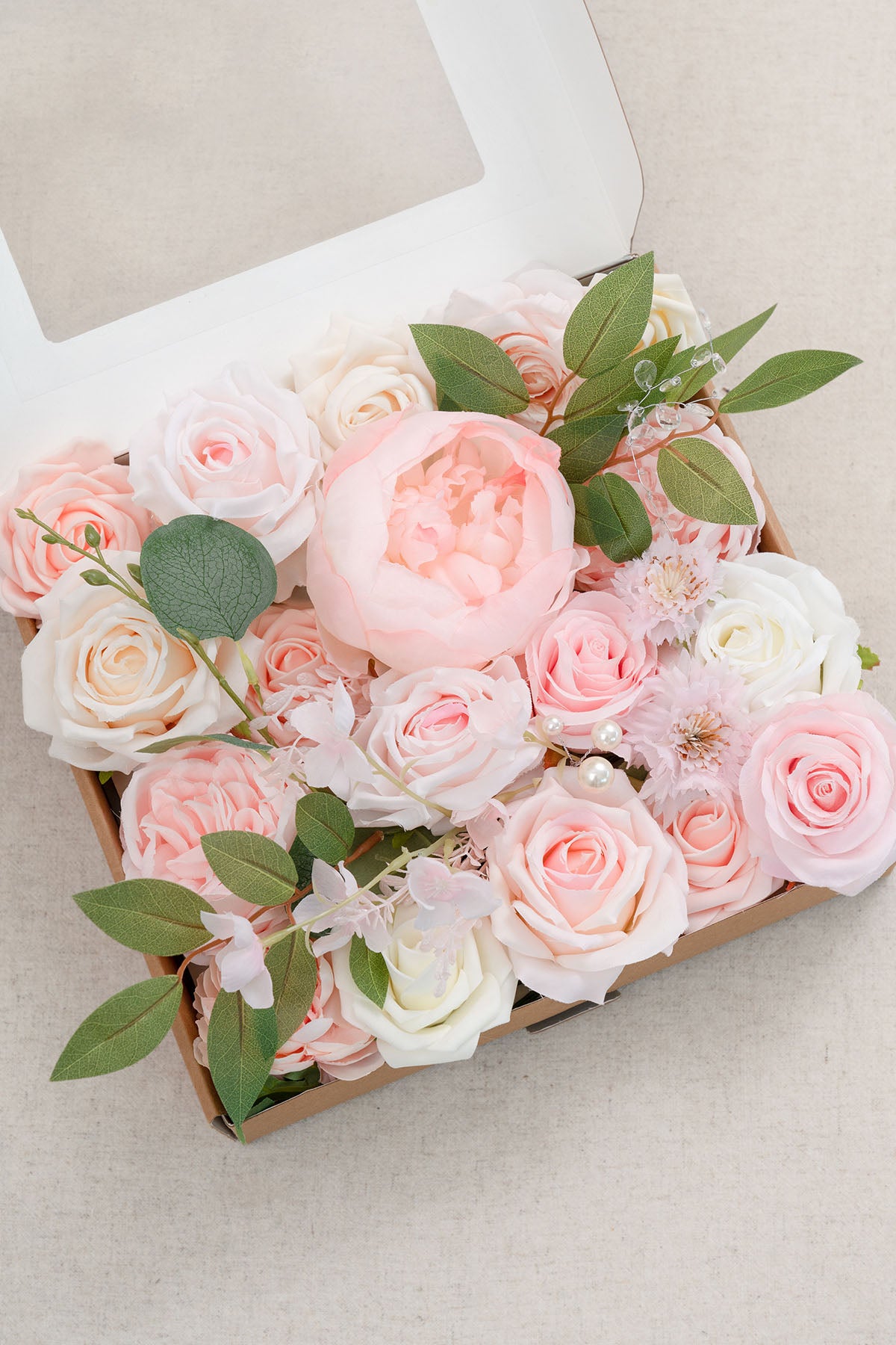 Artificial Roses & Silk Peonies Mix Flower Box DIY Foam Flower Bouquet