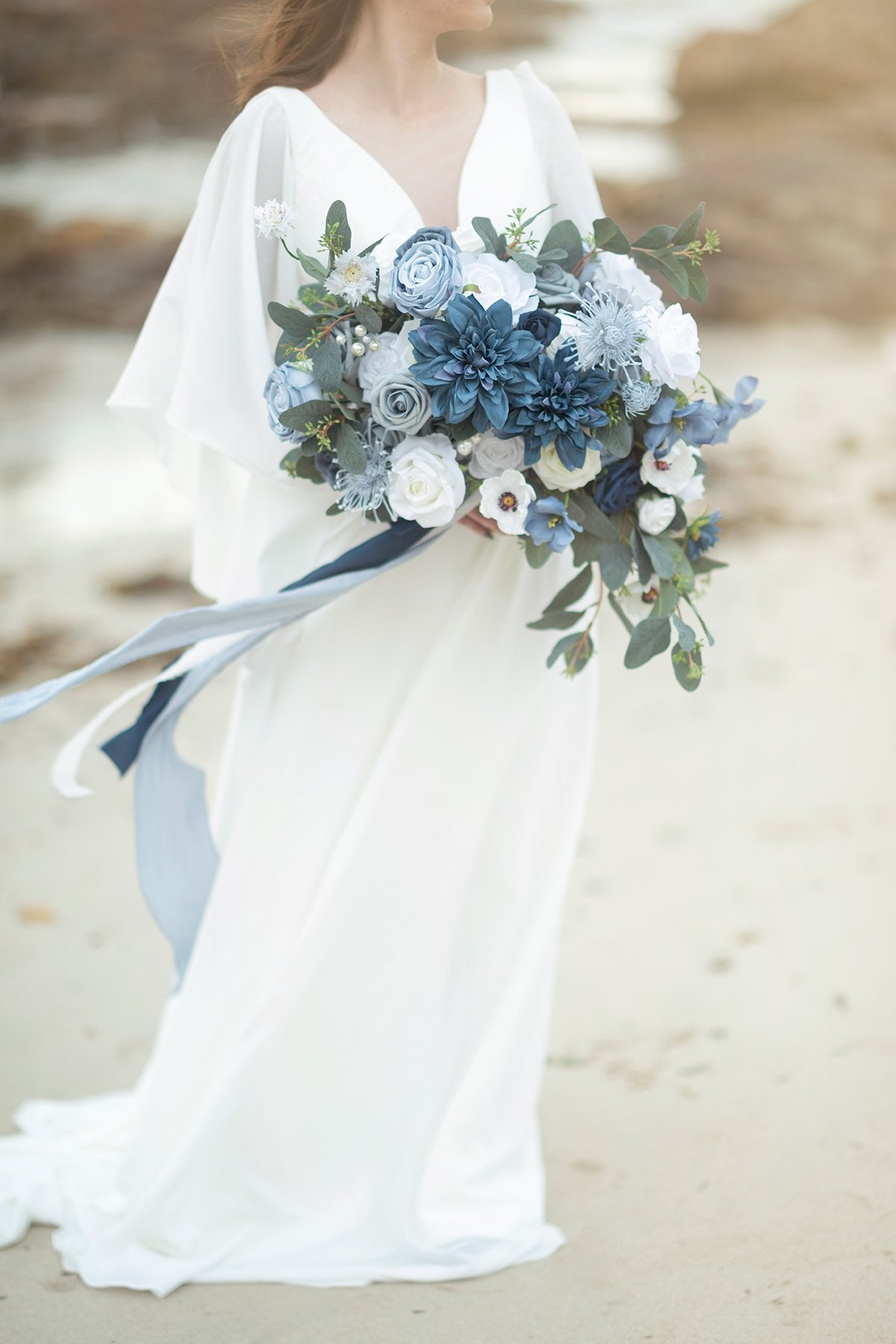 Dusty Blue Wedding Flowers & Greenery