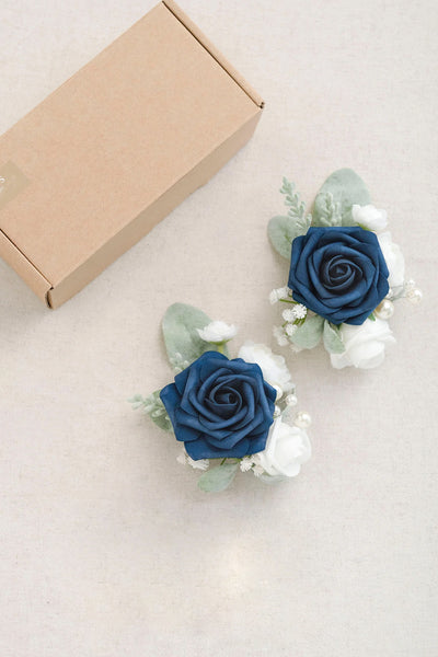 Wedding Wrist Corsages (Set of 6) - Romantic Dusty Blue – Ling's Moment
