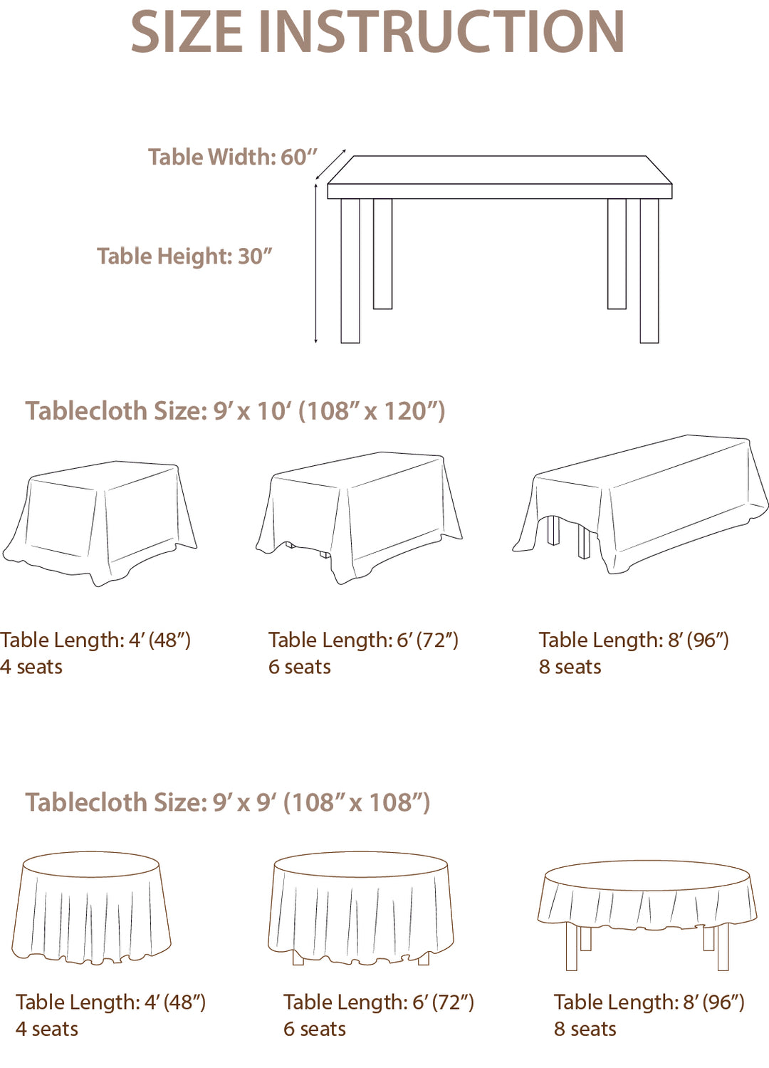 Table Cloth Fits 4ft / 6ft Table for Reception - 2 Styles – Ling&rsquo;s 