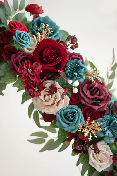 DIY Supporting Flower Boxes in Dark Teal & Marsala