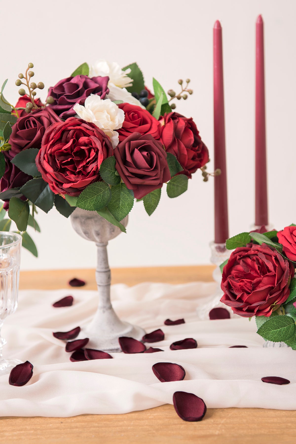 LOVE mix: Red + Ivory Silk Rose Petals for Wedding Centerpieces (750 petals)  