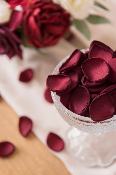 Silk Rose Petals in Burgundy & Navy