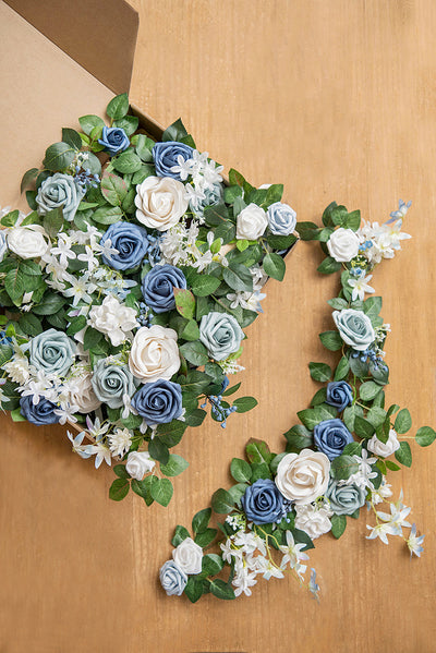 2ft Flower Garlands in Dusty Blue & Navy