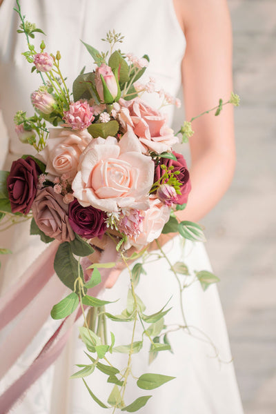 DIY Supporting Flower Boxes in Dusty Rose & Navy