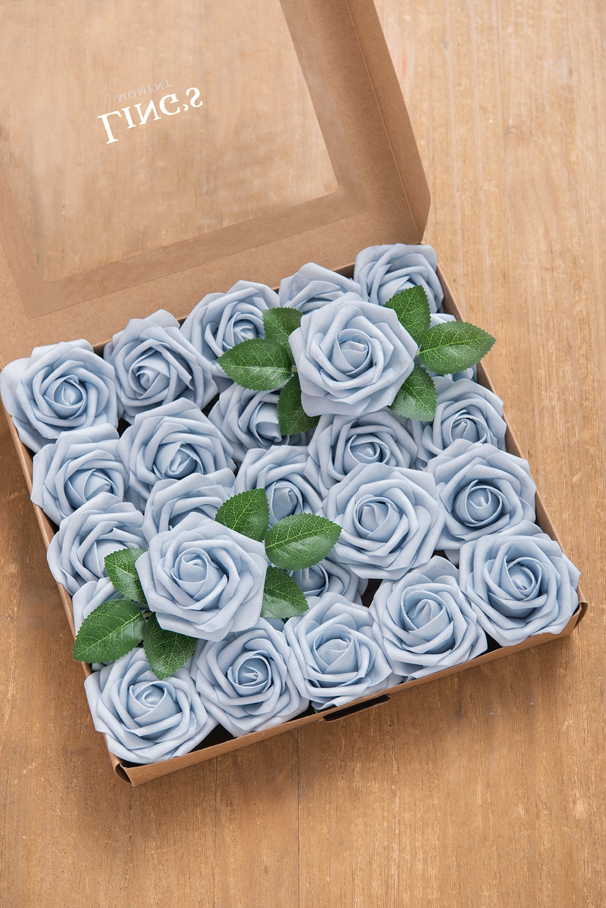 3" Foam Rose with Stem - Powder Blue