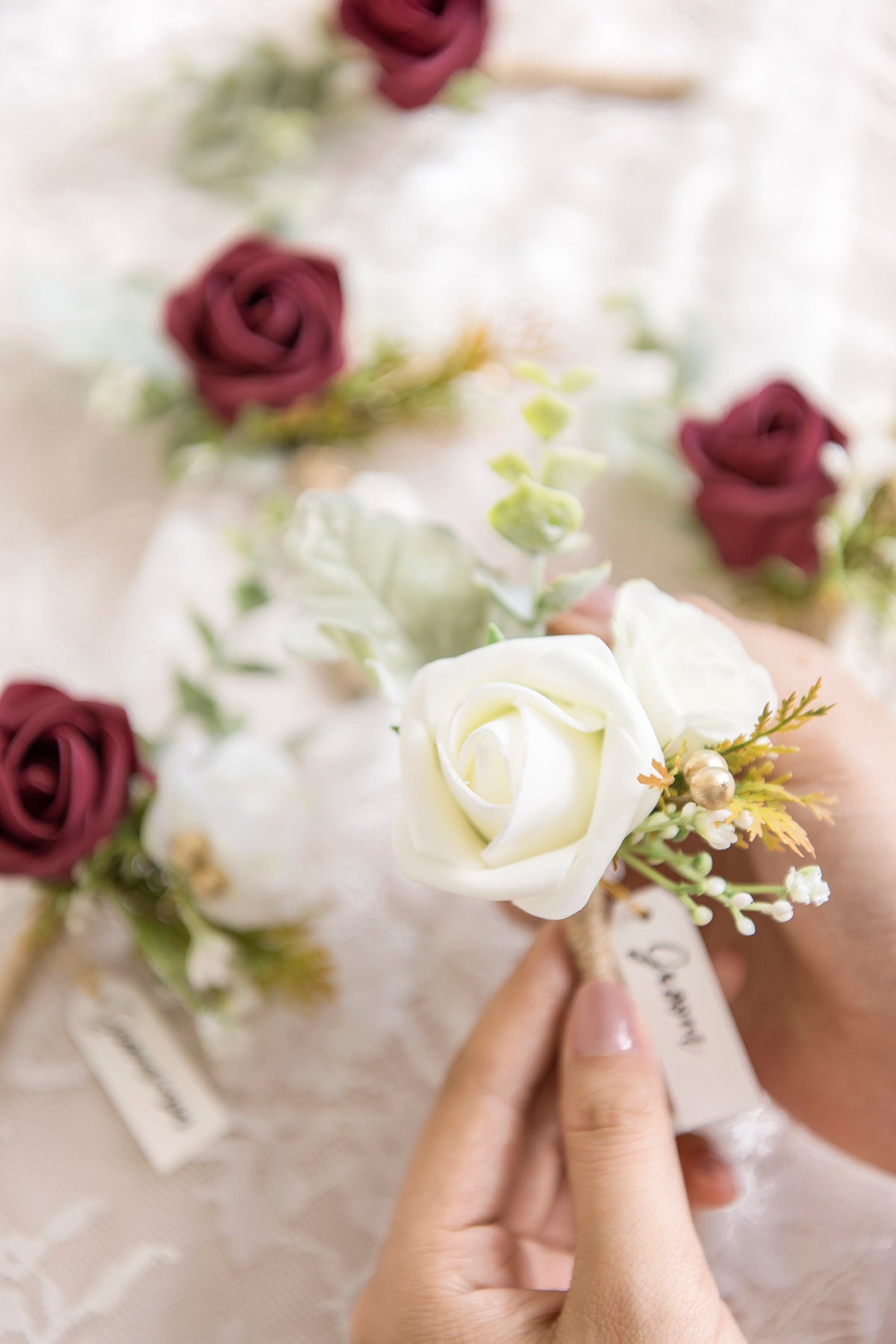 Burgundy Boutonniere For Men Wedding With Pins Groom And - Temu